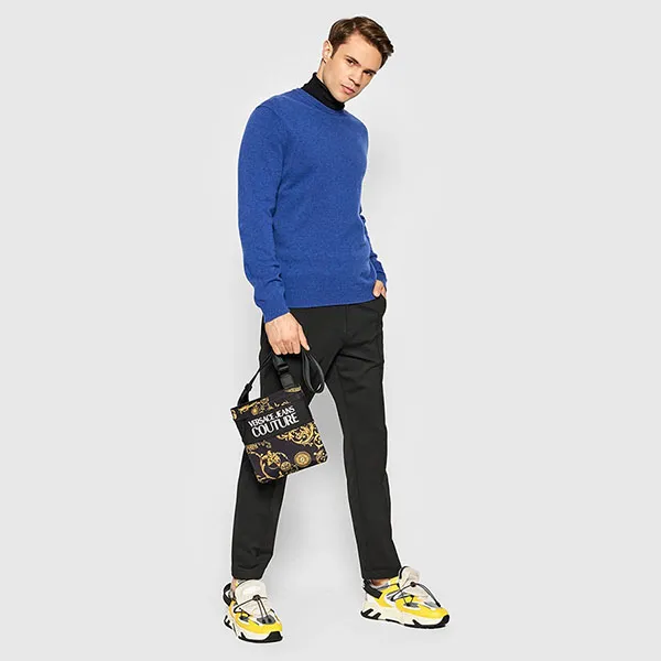 Túi Đeo Chéo Nam Versace Jeans Couture Printed Nylon Marcologo Màu Đen Vàng - Túi xách - Vua Hàng Hiệu