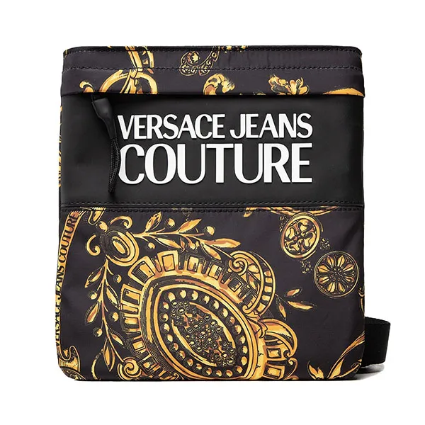 Túi Đeo Chéo Nam Versace Jeans Couture Printed Nylon Marcologo Màu Đen Vàng - Túi xách - Vua Hàng Hiệu