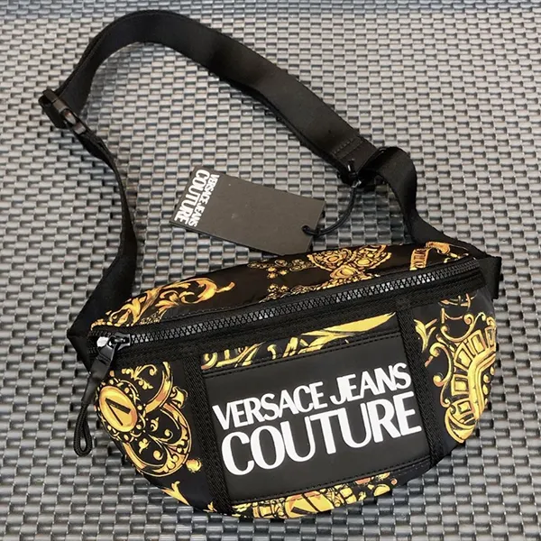 Túi Đeo Chéo Nam Versace Jeans Couture Regalia Baroque Print Belt Bag Màu Đen Vàng - Túi xách - Vua Hàng Hiệu
