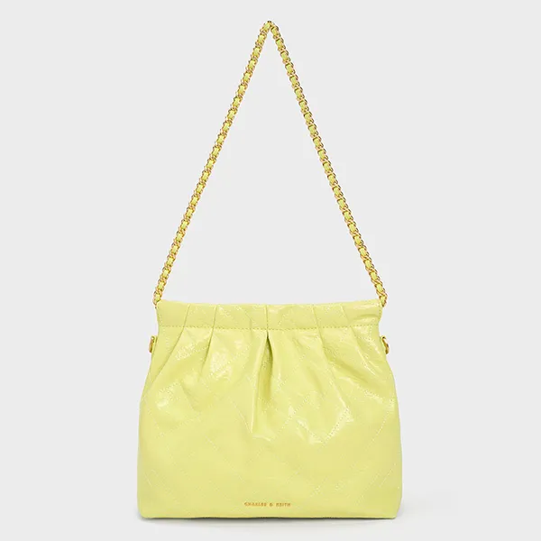 Túi Đeo Chéo Nữ Charles & Keith CNK Duo Chain Handle Butter 20671559 Màu Xanh Bơ Size M