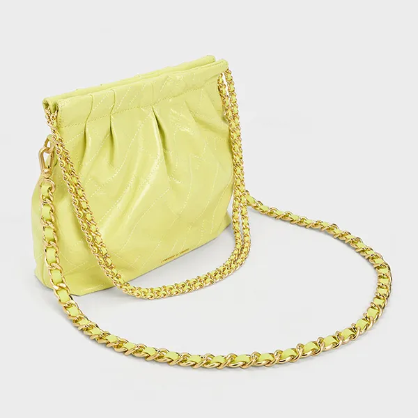 Túi Đeo Chéo Nữ Charles & Keith CNK Duo Chain Handle Butter 20671559 Màu Xanh Bơ Size M