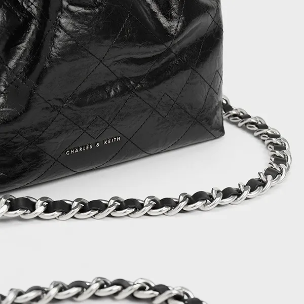 Túi Đeo Chéo Nữ Charles & Keith CNK Duo Chain Handle Noir 20671559 Màu Đen Size M