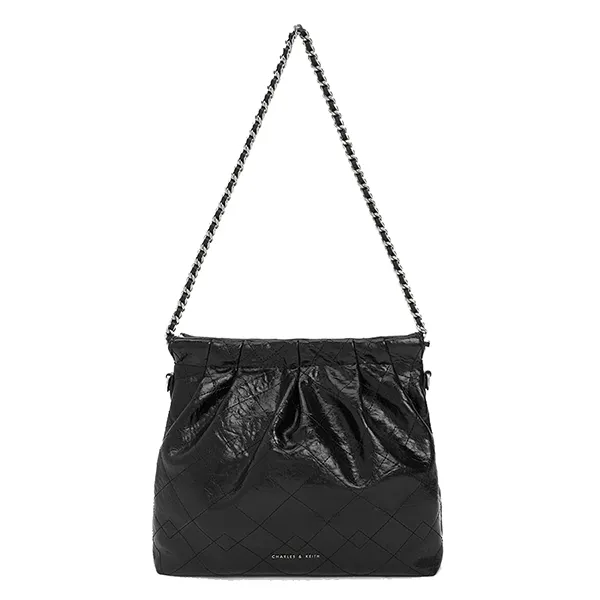 Túi Đeo Chéo Nữ Charles & Keith CNK Duo Chain Handle Noir 20671559 Màu Đen Size M