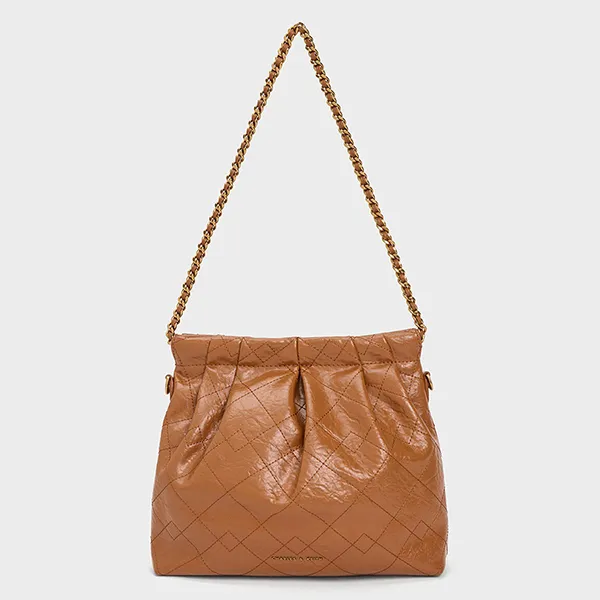 Túi Đeo Chéo Nữ Charles & Keith CNK Duo Chain Handle Socola CK2-20671559 Màu Nâu Size M - Túi xách - Vua Hàng Hiệu