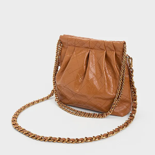 Túi Đeo Chéo Nữ Charles & Keith CNK Duo Chain Handle Socola CK2-20671559 Màu Nâu Size M - Túi xách - Vua Hàng Hiệu