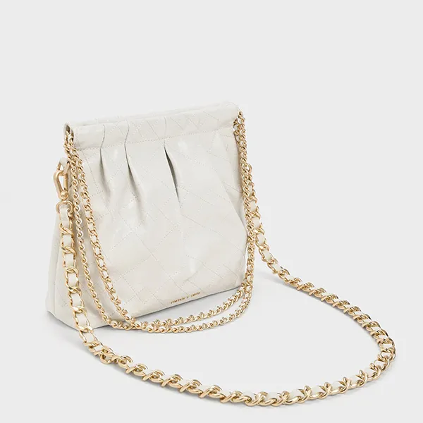 Túi Đeo Chéo Nữ Charles & Keith CNK Duo Chain Handle White 20671559 Màu Trắng Size M