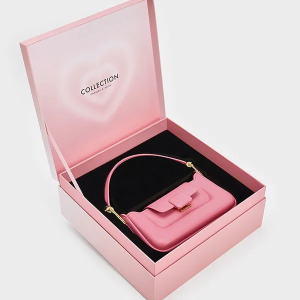 Túi Đeo Chéo Nữ Charles & Keith CNK Koa Leather Push-Lock Top Handle Bag Pink 50782261 Màu Hồng