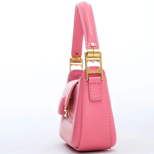 Túi Đeo Chéo Nữ Charles & Keith CNK Koa Leather Push-Lock Top Handle Bag Pink 50782261 Màu Hồng