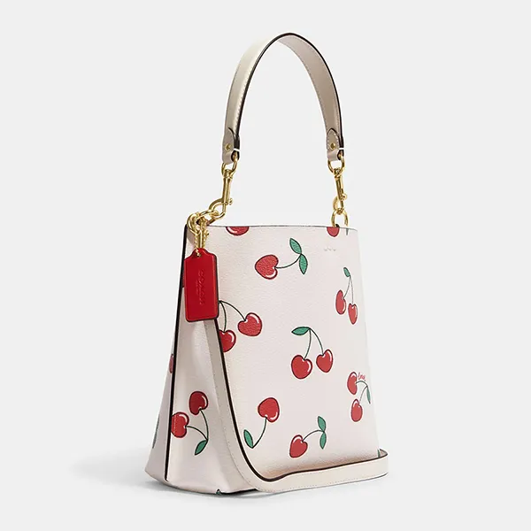 Túi Đeo Chéo Coach Mollie Bucket 22 With Heart Cherry Print CF422 Màu Trắng - Túi xách - Vua Hàng Hiệu