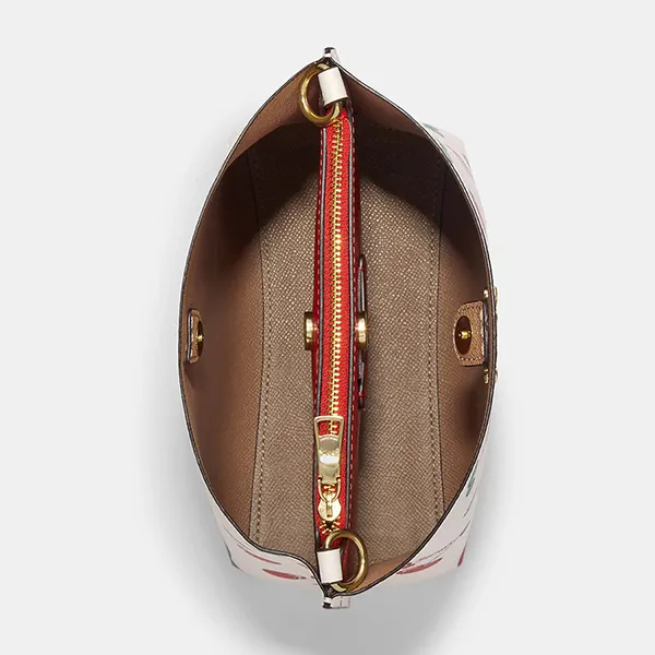 Túi Đeo Chéo Coach Mollie Bucket 22 With Heart Cherry Print CF422 Màu Trắng - Túi xách - Vua Hàng Hiệu