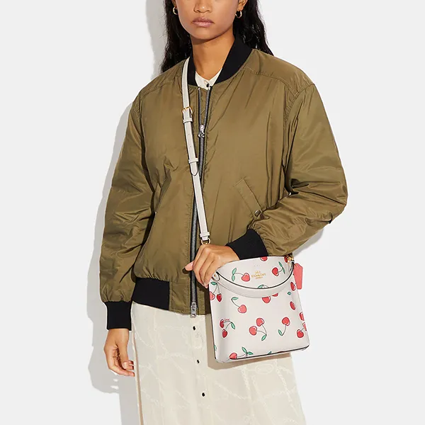 Túi Đeo Chéo Coach Mollie Bucket 22 With Heart Cherry Print CF422 Màu Trắng - Túi xách - Vua Hàng Hiệu