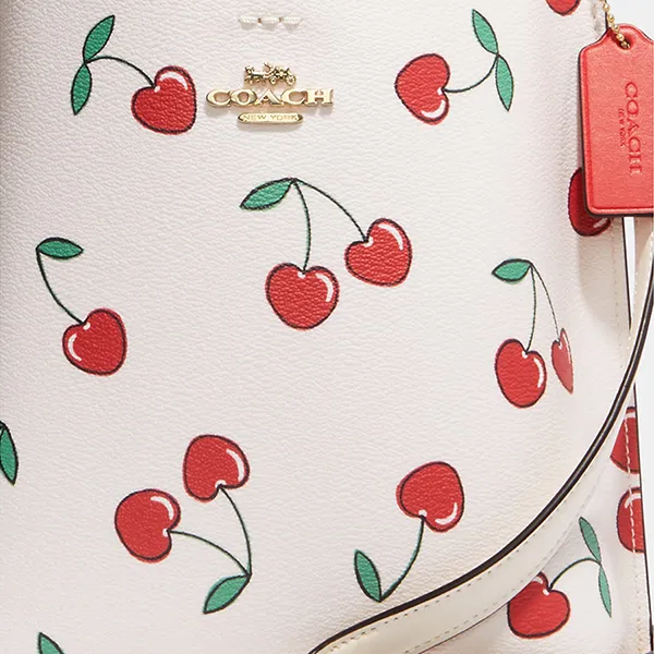 Túi Đeo Chéo Coach Mollie Bucket 22 With Heart Cherry Print CF422 Màu Trắng - Túi xách - Vua Hàng Hiệu