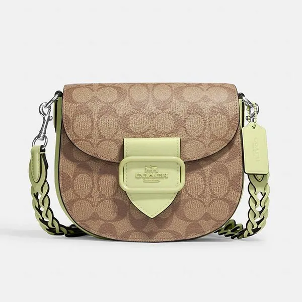 Túi Đeo Chéo Nữ Coach Morgan Saddle Bag In Signature Canvas CJ615 Màu Nâu Xanh - Túi xách - Vua Hàng Hiệu