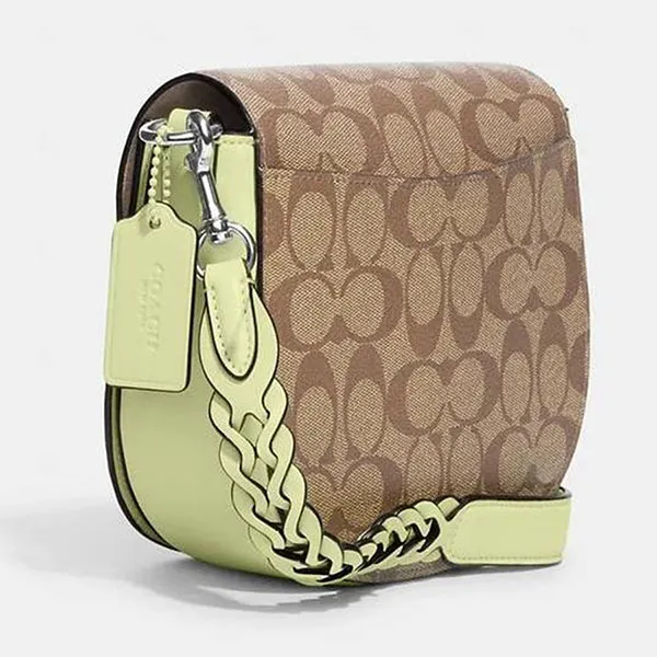 Túi Đeo Chéo Nữ Coach Morgan Saddle Bag In Signature Canvas CJ615 Màu Nâu Xanh - Túi xách - Vua Hàng Hiệu