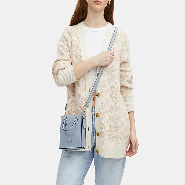 Túi Đeo Chéo Nữ Coach North South Mini Tote CJ500 Màu Xanh Xám - Túi xách - Vua Hàng Hiệu