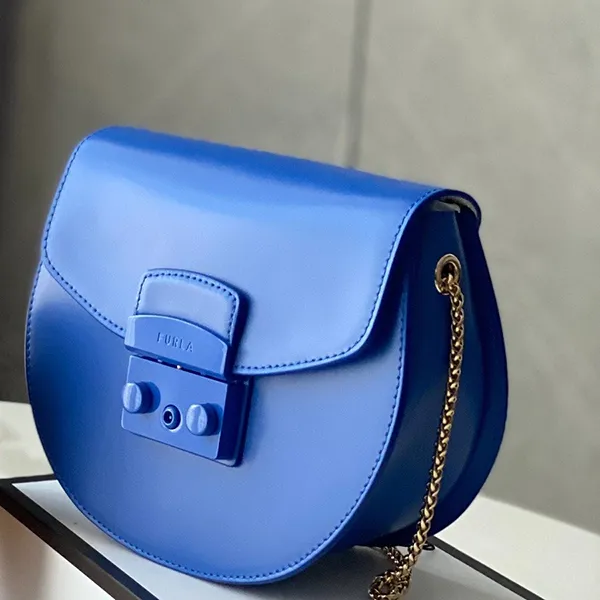 Túi Đeo Chéo Nữ Furla Metropolis Mini Crossbody Round Vitello New Calf Màu Xanh Blue - Túi xách - Vua Hàng Hiệu