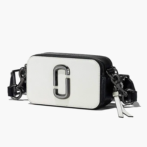 Túi Đeo Chéo Nữ Marc Jacobs The Bi-Color Snapshot Leather Camera Bag Màu Trắng Đen