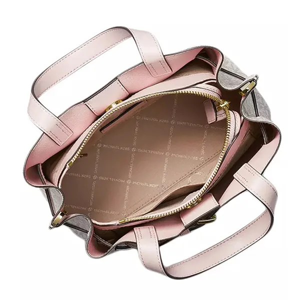 Túi Đeo Chéo Nữ Michael Kors MK Emilia Satchel Vanilla Blush Multi Màu Ghi Hồng T