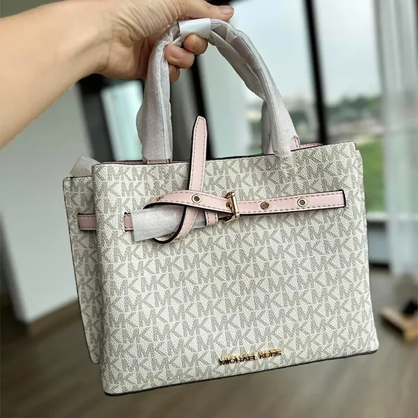 Túi Đeo Chéo Nữ Michael Kors MK Emilia Satchel Vanilla Blush Multi Màu Ghi Hồng T