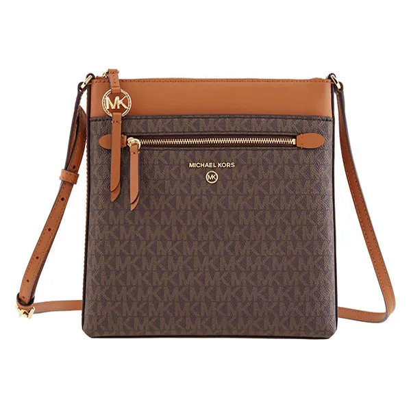 Túi Đeo Chéo Nữ Michael Kors MK Signature Jet Set Small North South Flat Crossbody Bag 32S1GT9C1B-252 Màu Nâu
