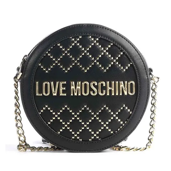Túi Đeo Chéo Nữ Love Moschino Woven Gold Studs Shoulder Bag Synthetic Màu Đen