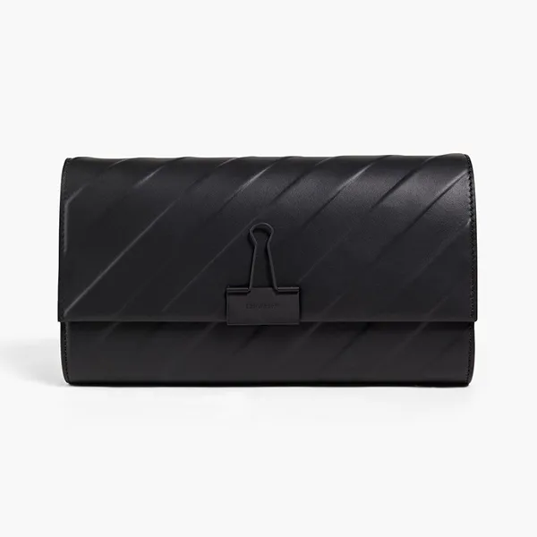 Túi Đeo Chéo Nữ Off-White Clipper Embossed Leather Wallet Màu Đen
