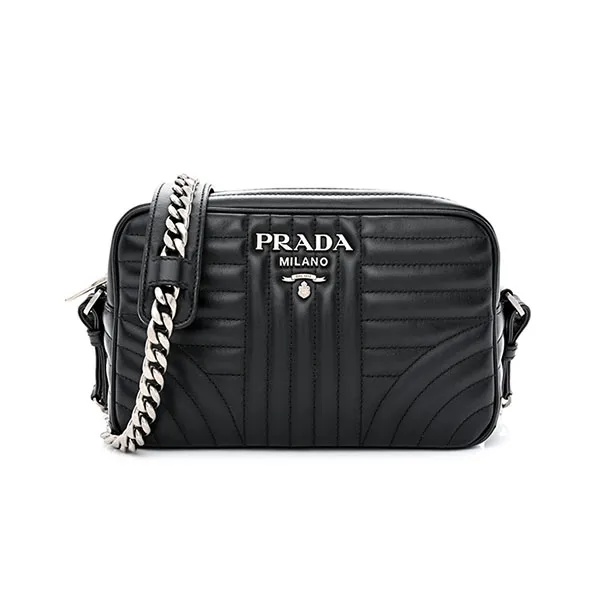 Túi Đeo Chéo Nữ Prada Diagramme Shoulder Bag In Black Leather Màu Đen - Túi xách - Vua Hàng Hiệu