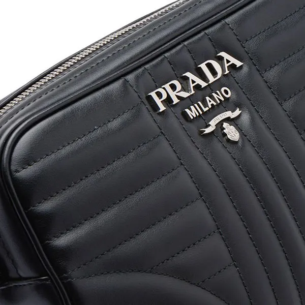 Túi Đeo Chéo Nữ Prada Diagramme Shoulder Bag In Black Leather Màu Đen - Túi xách - Vua Hàng Hiệu