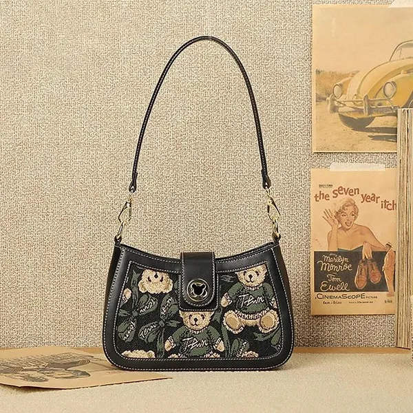 Túi Đeo Chéo Nữ TTWN BEAR TN1012 Màu Xanh Viền Đen - Túi xách - Vua Hàng Hiệu