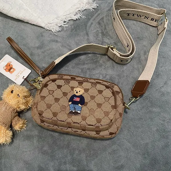 Túi Đeo Chéo Nữ TTWN BEAR TN1598 TN9004 Xám Viền Nâu