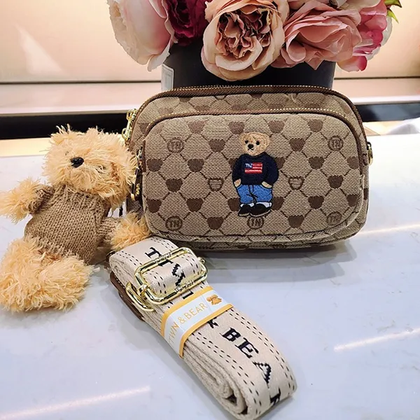 Túi Đeo Chéo Nữ TTWN BEAR TN1598 TN9004 Xám Viền Nâu