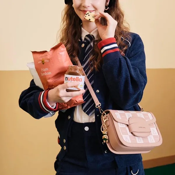 Túi Đeo Chéo Nữ TTWN BEAR TN2190 TN2843 Caro Màu Hồng