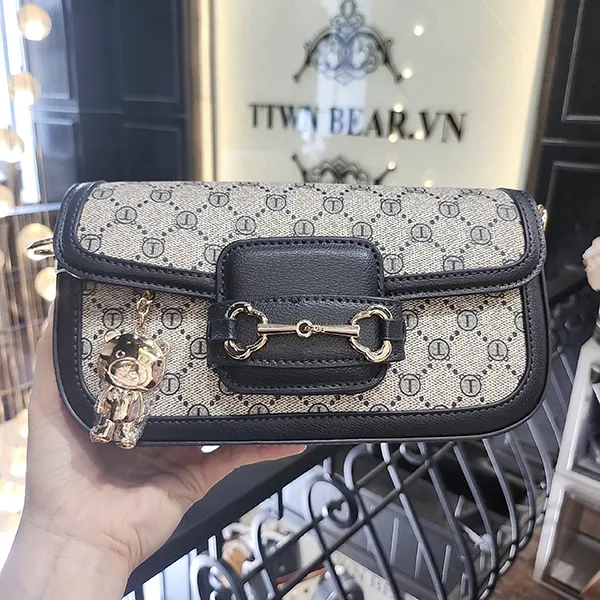 Túi Đeo Chéo Nữ TTWN BEAR TN3116 Lưới Xám Viền Đen