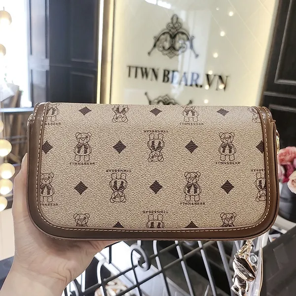 Túi Đeo Chéo Nữ TTWN BEAR TN3116 Xám Viền Nâu