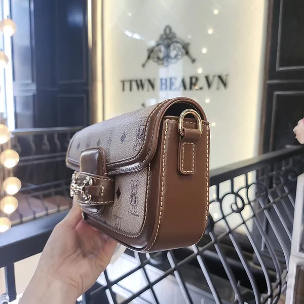 Túi Đeo Chéo Nữ TTWN BEAR TN3116 Xám Viền Nâu