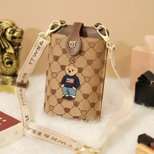 Túi Đeo Chéo Nữ TTWN BEAR TT2349 Xám Viền Nâu