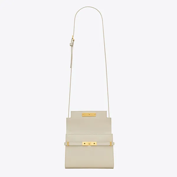 Túi Đeo Chéo Nữ YSL Yves Saint Laurent Manhatta Mini Crossbody Bag In Box Saint Laurent Leather 7277660SX0W9207 Màu Trắng - Túi xách - Vua Hàng Hiệu
