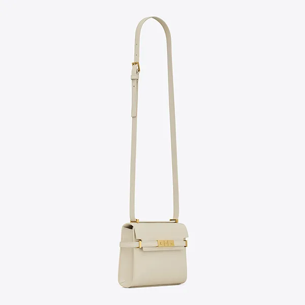 Túi Đeo Chéo Nữ YSL Yves Saint Laurent Manhatta Mini Crossbody Bag In Box Saint Laurent Leather 7277660SX0W9207 Màu Trắng - Túi xách - Vua Hàng Hiệu