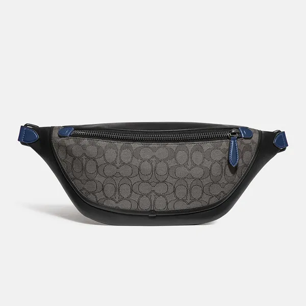 Túi Đeo Hông Nam Coach Men's Charcoal Black Signature Jacquard League Belt Bag C3795 JIO1U Màu Xám Đen - Túi xách - Vua Hàng Hiệu