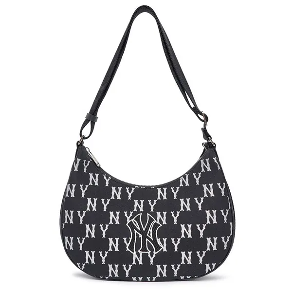 Túi Đeo Vai Nữ MLB Big Classic Monogram Jacquard Large Hobo Bag New York Yankees Black 3ABQL023N-50BKS Màu Đen