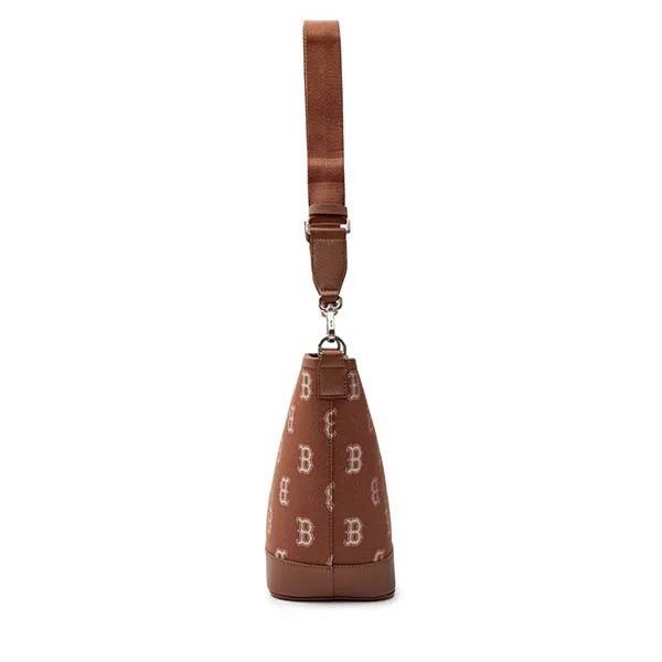 Túi Đeo Vai MLB Korea Big Classic Monogram Jacquard Bucket Bag Boston 3ABML023N-43BRS Màu Nâu