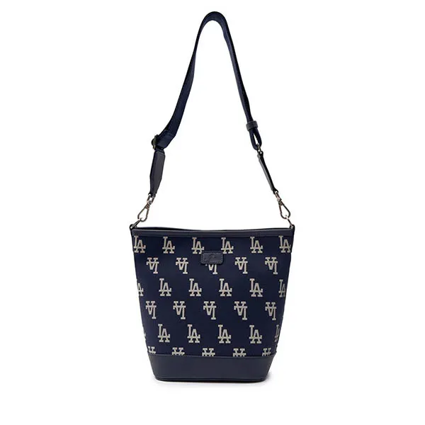 Túi Đeo Vai MLB Korea Big Classic Monogram Jacquard Bucket Bag LA Dodgers D 3ABML023N-07NYD Màu Xanh Navy
