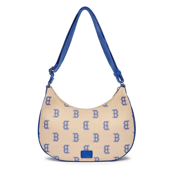 Túi Đeo Vai MLB Monogram Jacquard Hobo Bag Boston Red Sox 3ABQL023N-43SAL Màu Vàng Cát