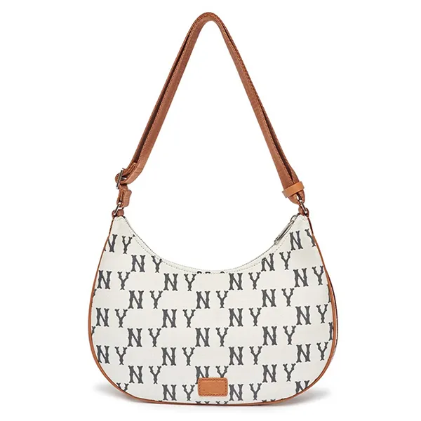 Túi Đeo Vai MLB Monogram Jacquard Hobo Bag New York Yankees 3ABQL023N-50CRS Màu Trắng