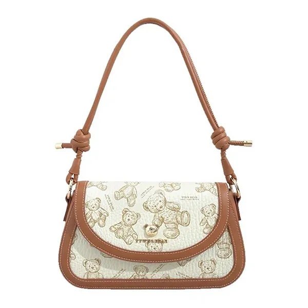 Túi Đeo Vai Nữ TTWN BEAR TN2439 Màu Kem Viền Nâu