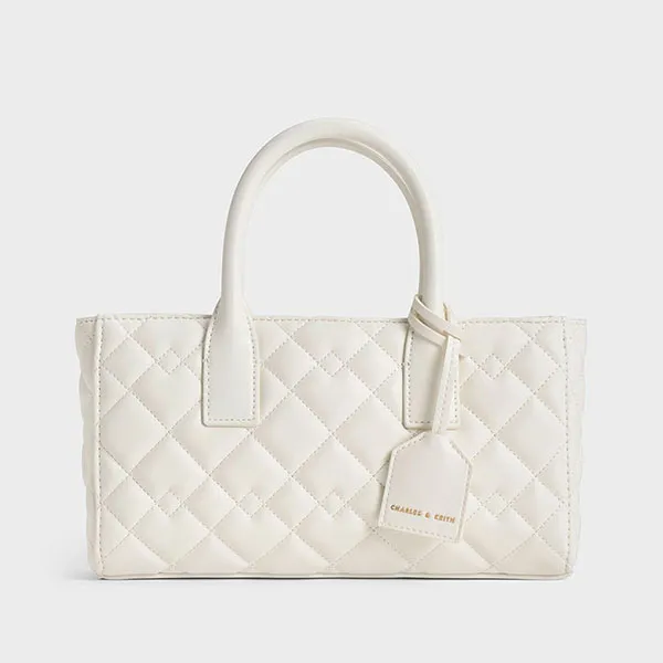 Túi Tote Nữ Charles & Keith CNK Nezu Quilted Bag White 31220013 Màu Trắng