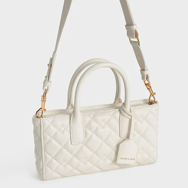 Túi Tote Nữ Charles & Keith CNK Nezu Quilted Bag White 31220013 Màu Trắng