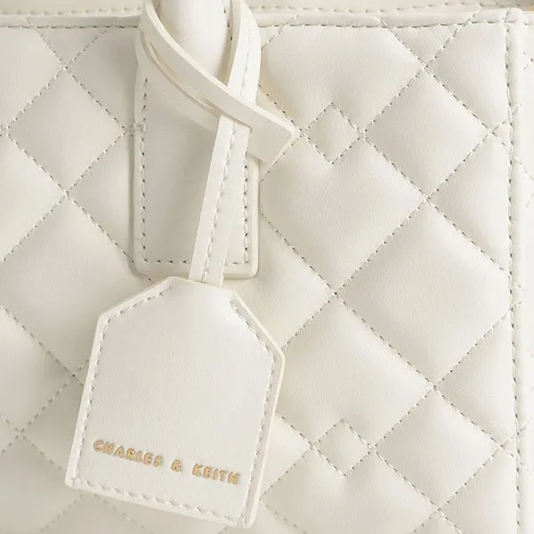 Túi Tote Nữ Charles & Keith CNK Nezu Quilted Bag White 31220013 Màu Trắng