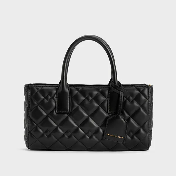 Túi Tote Nữ Charles & Keith CNK Nezu Quilted Bag Black CK2-31220013 Màu Đen