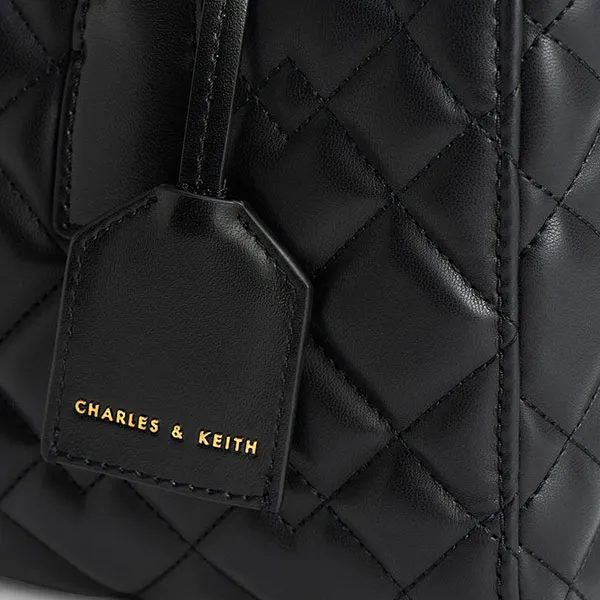 Túi Tote Nữ Charles & Keith CNK Nezu Quilted Bag Black CK2-31220013 Màu Đen
